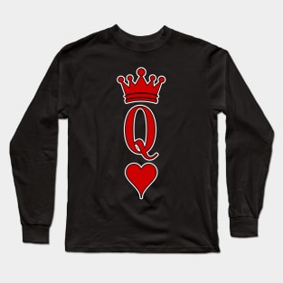 Classy Valentine's Day Queen Of Hearts White Outline Style Long Sleeve T-Shirt